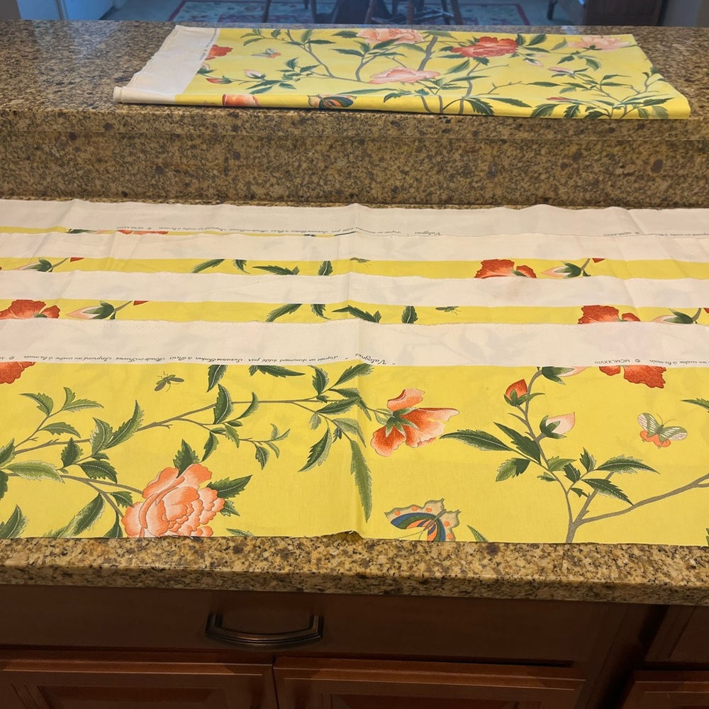 Vintage Mid Century Suzanne Fontan Paris Fabric Remnants “Valognes” Yellow